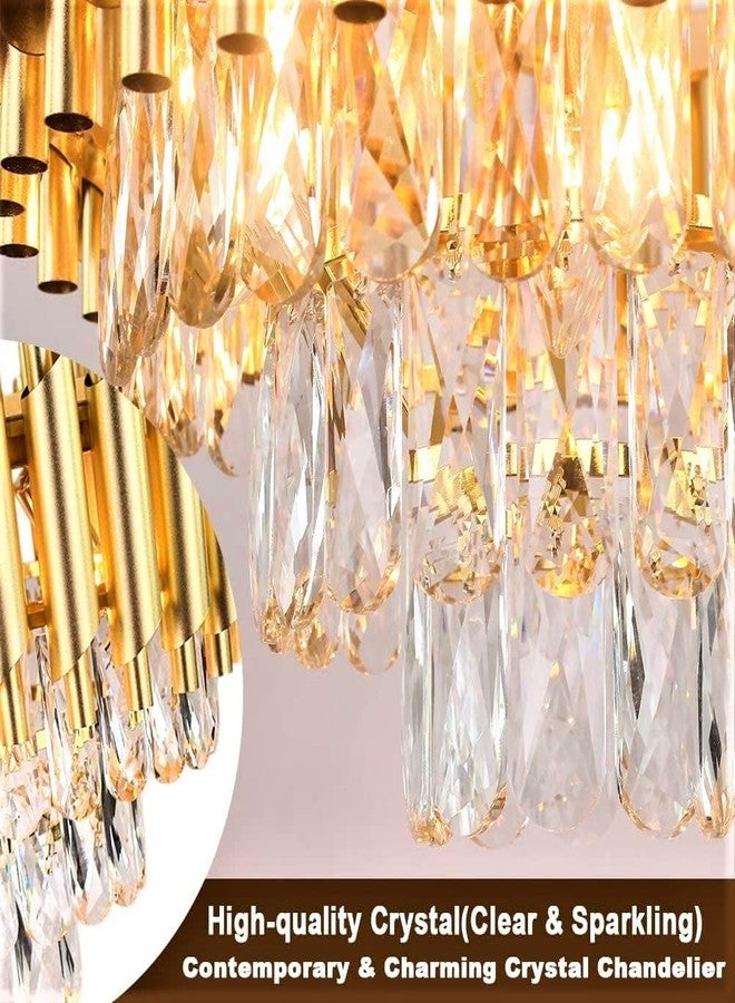 Virya Modern Crystal 500mm Chandelier Golden Chandelier Round Chandeliers Pendant Ceiling Light Fixture Flush Mount Chandelier for Dining Room Living Room Bedroom Foyer Hallway Entryway - Image 3